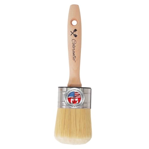 Colorantic | Wax and Chalk Round Oval Brush | Beeswax and Stencil Brushes for Acrylic Paints DIY (55mm Oval Chalk Based Paint Brush) - size: 55mm Oval Chalk Based Paint Brush
