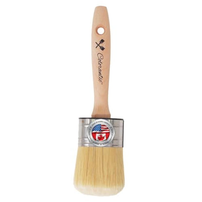 Colorantic | Wax and Chalk Round Oval Brush | Beeswax and Stencil Brushes for Acrylic Paints DIY (55mm Oval Chalk Based Paint Brush) - size: 55mm Oval Chalk Based Paint Brush