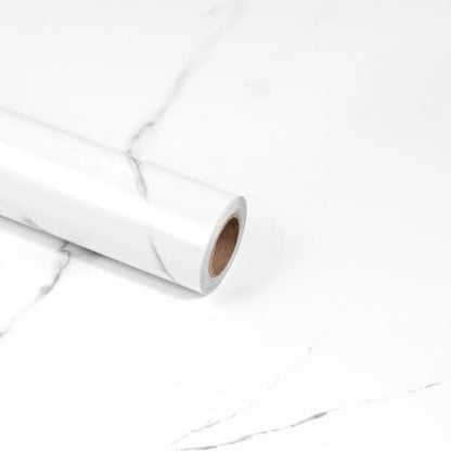 White Glossy Marble Contact Paper 15.7"X78.7" Peel and Stick Wallpaper - color: White, size: 15.7" x 78.7"