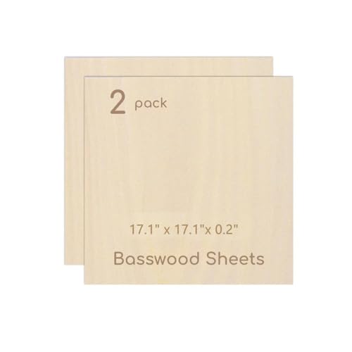 2 Pack Plywood Sheets, 17.1" x 17.1"x 0.2" Basswood Sheets - color: 2 Pack, size: 17.1" x 17.1"x 0.2"