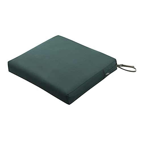 Classic Accessories Ravenna Water-Resistant 21 x 19 x 3 Inch Patio Seat Cushion, Mallard Green, Chair Seat Cushion - color: Mallard Green, size: 21"W x 19"D x 3"Thick