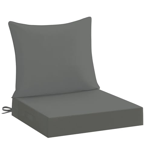 downluxe 19x19 Outdoor Chair Cushions, Waterproof Fade Resistant Patio Furniture Cushions with Handle & Removable Cover, Deep Seat Outdoor Cushions for Sofa, Couch and Patio Chairs, Dark Grey - color: Dark Grey, size: 19 x 19 Inch