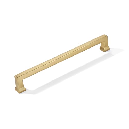 khtumeware 10 Pack 10inch(256mm) Hole Center Brushed Brass Cabinet Pulls Heavy-Duty Satin Brass Cabinet Hardware Pulls for Kitchens, bathrooms and Dresser Handle - color: Brushed Brass, size: 10inch(256mm) hole center