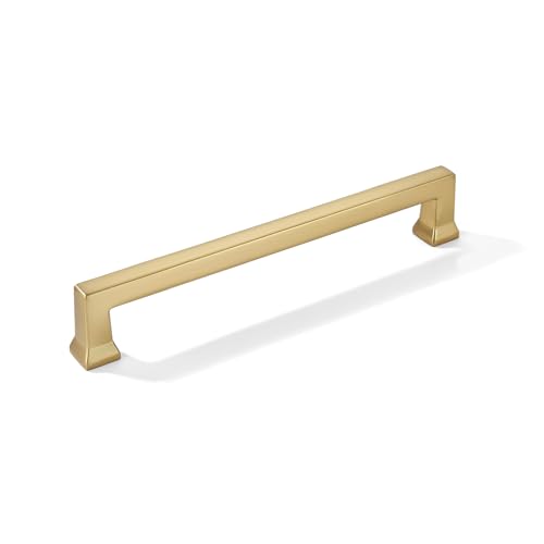 khtumeware 10 Pack 6inch(152mm) Hole Center Brushed Brass Cabinet Pulls Heavy-Duty Satin Brass Cabinet Hardware Pulls for Kitchens, bathrooms and Dresser Handle - color: Brushed Brass, size: 6inch(152mm) hole center