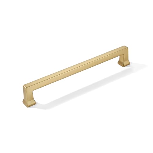 khtumeware 10 Pack 8inch(203mm) Hole Center Brushed Brass Cabinet Pulls Heavy-Duty Satin Brass Cabinet Hardware Pulls for Kitchens, bathrooms and Dresser Handle - color: Brushed Brass, size: 8inch(203mm) hole center