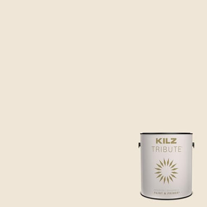 KILZ TRIBUTE Paint & Primer, Interior, Eggshell, Champagne White, 1 Gallon - color: CHAMPAGNE WHITE, size: 128 Fl Oz (Pack of 1), style: Eggshell