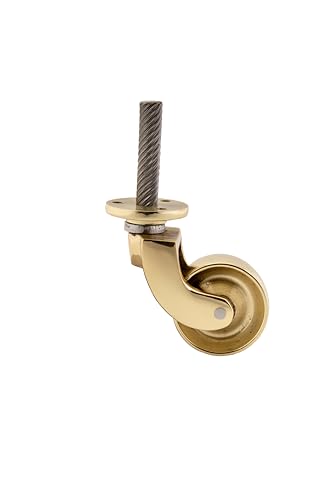 Polish Brass Caster Wheels 1 1/4 Inch Wheel Diameter Heavy-Duty Furniture Casters, Set of 4