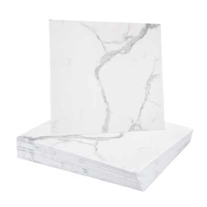 HARFINGTON 15pcs Peel and Stick Marble Tiles, Waterproof Wall Panel Backsplash, 12"x12" PVC Peel and Stick Shower Tiles for Bathroom, Kitchen, Living, White with Grey Veins Design - style: White with Grey Veins