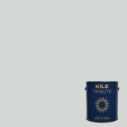 KILZ TRIBUTE Paint & Primer, Interior, Satin, Cool Fog, 1 Gallon - color: COOL FOG, size: 128 Fl Oz (Pack of 1)