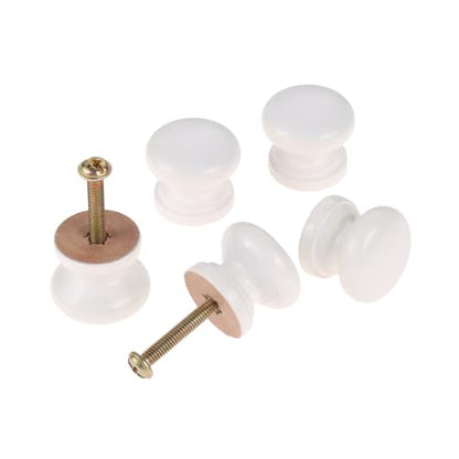 dophee 10Pcs Mini Round Wooden Knobs for Drawer Cabinet, 0.94"x0.87", White - color: White