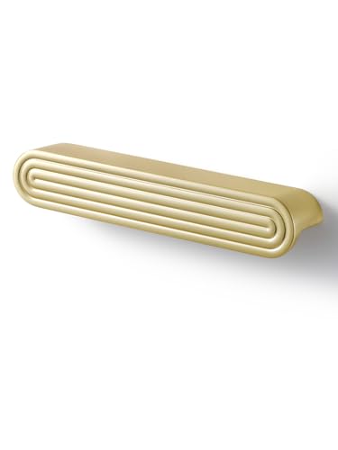 5 Pack Gold Cabinet Pulls 5" Hole Center Brushed Brass Drawer Pulls Circle Bathroom Dresser Handles Hardware Zinc Alloy - color: Brushed Gold, size: 5 Inch Hole Centers