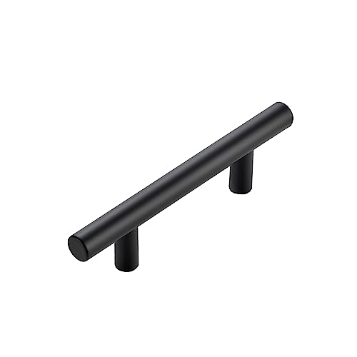 Matte Black Cabinet Handles Drawer Pulls 3.75 Inch CC 25 Pack - color: Matte Black T-Shaped, size: 3-3/4" Hole Center