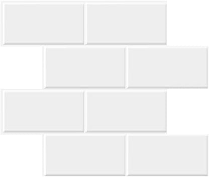 STICKGOO 10-Sheet Backsplash Peel and Stick Subway Tile, Self Adhesive Vinyl Wall Tiles, Stick on Backsplash for Kitchen and Bathroom(Thicker Design, White with White Grout) - color: White With White Grout