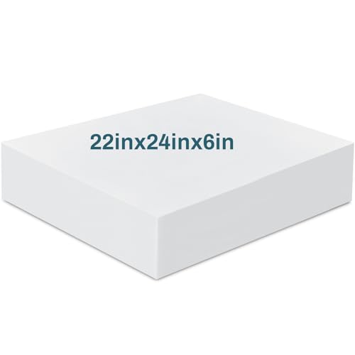 Frienda 1 Pack 6" x 22" x 24" Upholstery High Density Craft Foam, White - size: 6" x 22" x 24"
