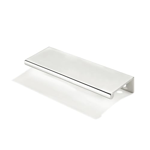 khtumeware 2 Pack 4 inch(102mm) Hole Center Vibrant Polished Nickel Finger Edge Pull Solid Zinc Drawer Pull Hidden Edge Treatment Hardware Finger Pull Kitchen Drawer Hardware - color: Polished Nickel, size: 4inch