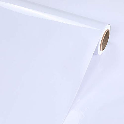 tiltil Glossy Peel and Stick Wallpaper White Contact Paper 23.6" × 197" - color: Pure White, size: 23.6" x 197"
