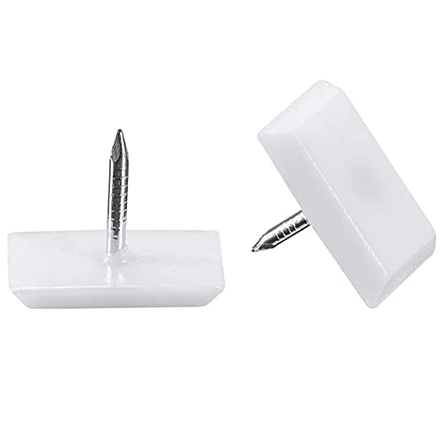 18mm White Nylon Furniture Sliders Nail On - Chair Leg Floor Protectors Nail - Nylon Chair Glides with Nail White Sliders Head, Chair, Table Leg Feet Protector Nail（Square Bottom 100 Pcs） - size: 18mm（Square Bottom）