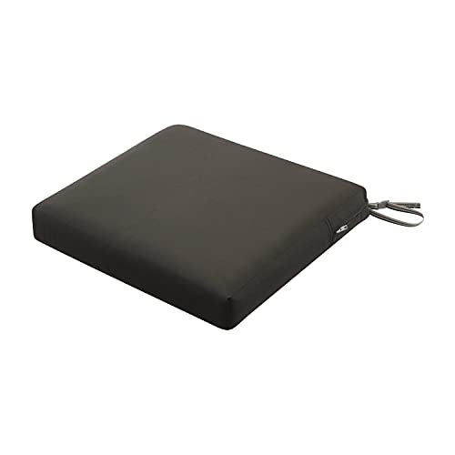 Classic Accessories Ravenna Water-Resistant 21 x 19 x 3 Inch Patio Seat Cushion, Espresso, Chair Seat Cushion - color: Espresso, size: 21"W x 19"D x 3"Thick