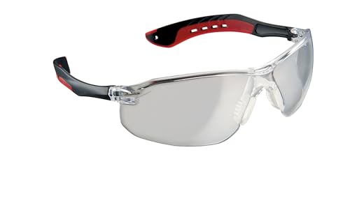 3M Flat Temple Eyewear Anti-Scratch, Black/Red, Clear Lens, 1-Pack