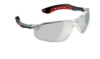 3M Flat Temple Eyewear Anti-Scratch, Black/Red, Clear Lens, 1-Pack