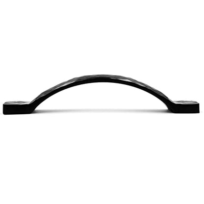 Jetland Arched Hammered Cabinet Pulls - 2-Pack, Flat Black, 5" Hole Centers, Rustic Solid Cast Handle Pulls for Dresser Nightstand Furniture, HT06110127 - color: Flat Black, size: 5 Inch Hole Centers