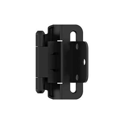 Amerock 1 Pair 3/8" Inset Matte Black Self-Closing Wrap Hinge - color: Matte Black, size: 3/8 Inch (10 mm) Inset