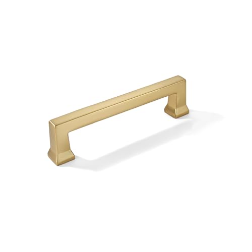 khtumeware 10 Pack 3inch(76mm) Hole Center Brushed Brass Cabinet Pulls Heavy-Duty Satin Brass Cabinet Hardware Pulls for Kitchens, bathrooms and Dresser Handle - color: Brushed Brass, size: 3inch(76mm) hole center