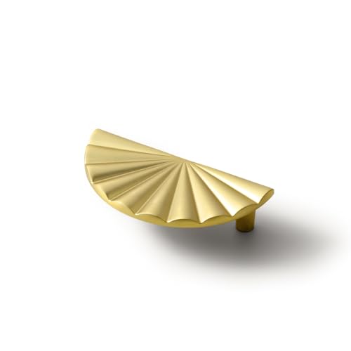 Goo-Ki 2.5''Hole Centers Brushed Brass Cabinet Pulls,Modern Accessible LuxuryZinc Alloy Drawer Pulls with Fan-Shaped,6 Pack - color: Brushed Brass, size: 2.5'' Hole Centers Fan-Shaped Pull