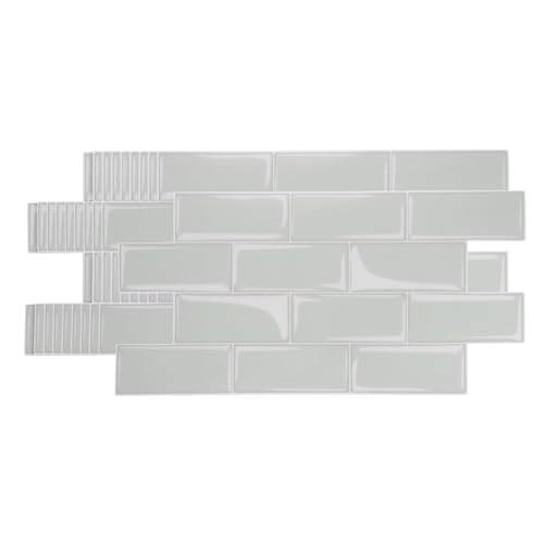 HARFINGTON Peel and Stick Backsplash Tiles 9.4"x4.7" Beige Grey, 10Pcs - color: Beige Grey