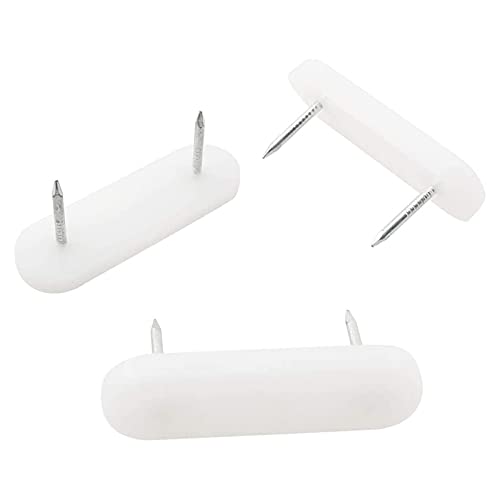 50mm White Nylon Furniture Sliders Nail On - Chair Leg Floor Protectors Nail - Nylon Chair Glides with Nail White Sliders Head, Chair, Table Leg Feet Protector Nail（Double Nail 10 Pcs） - size: 50mm（Double Nail）