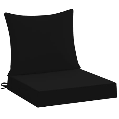 downluxe 22x22 Outdoor Chair Cushions, Waterproof Fade Resistant Patio Furniture Cushions with Handle & Removable Cover, Deep Seat Outdoor Cushions for Sofa, Couch and Patio Chairs, Black - color: Black, size: 22 x 22 Inch
