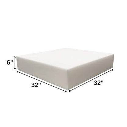 FoamRush 6" x 32" x 32" Upholstery Foam Cushion High Density (Square Foam for Dining Chairs, Chair & Wheelchair Seat Cushion Replacement) - color: High Density, size: 6" x 32" x 32"