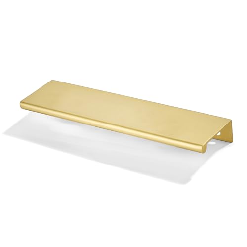 khtumeware 2 Pack 6 inch(152mm) Hole Center Brushed Gold Finger Edge Pulls Drawer pulls Matte Gold Finger Edge Pull Solid Zinc Drawer Pull Hidden Edge Treatment Hardware Finger pulls - color: Brushed Gold, size: 6inch(152mm) hole center
