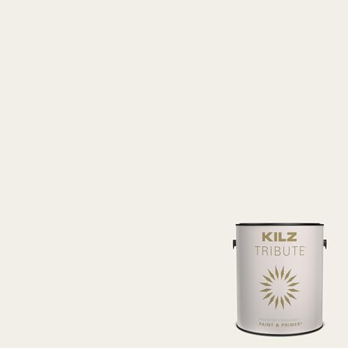 KILZ TRIBUTE Paint & Primer, Interior, Eggshell, Architectural White, 1 Gallon - color: ARCHITECTURAL WHITE, size: 128 Fl Oz (Pack of 1), style: Eggshell