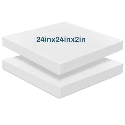 Frienda 2 Pack 2" x 24" x 24" Upholstery High Density Foam Square White - color: White, size: 2" X 24" X 24", style: Square