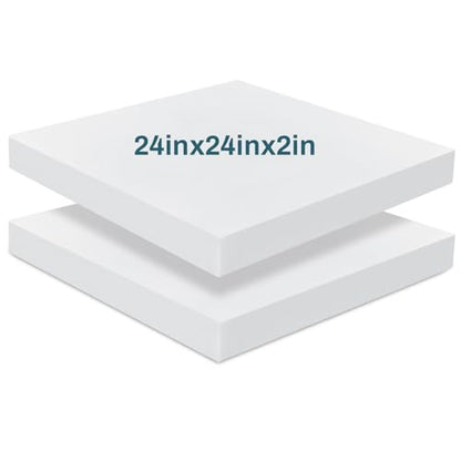 Frienda 2 Pack 2" x 24" x 24" Upholstery High Density Foam Square White - color: White, size: 2" X 24" X 24", style: Square