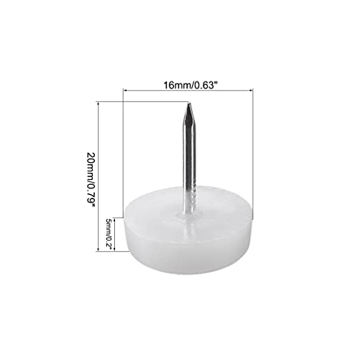 uxcell Furniture Feet Nail Plastic Glide Nails Chair Table Leg Protector Pad 16mm Dia White 20pcs - size: 16mm