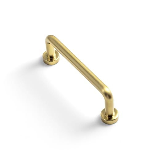 Goo-Ki 6 Pack 3" Center to Center Brushed Brass Modern Cabinet Pulls Solid Contemporary Home Improvement Hardware Drawer Pulls Zinc Alloy Kitchen Handles - color: Brushed Brass, size: 3'' Center to Center