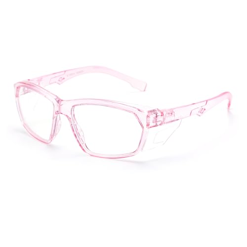 ProtectX Stylish Safety Glasses Anti-Fog Scratch Pink Clear - color: Pink
