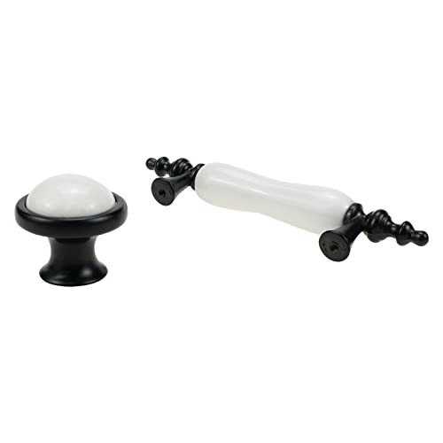 8 Pack Ceramic Drawer Pulls Handles, Black & White Dresser Handles