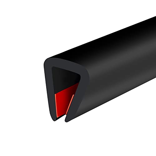 Rubber Edge Trim, Self-Adhesive Rubber Edge Protector for 1/4" Mirror and Flexiglass, EPDM Material, Fit 1/4"(6mm), Length 20Ft, Black Color, U Channel Edge Trim - size: Fit 1/4"- L20‘
