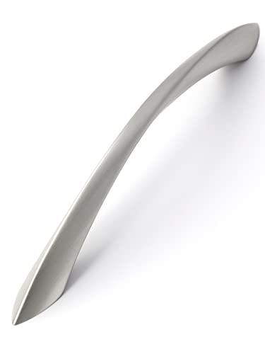 5 Pack Brushed Nickel Cabinet Pulls 6.3 Inch Arch Twisted Silver Handles Drawer Kitchen Cupboard Bathroom Dresser Cabinet Hardware Zinc Alloy - color: Brushed Nickel, size: 6.3 inch Hole Centers