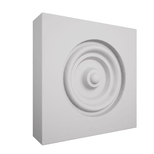 3 1/2"W x 3 1/2"H x 7/8"P Americraft Solid Paint Grade Wood Bullseye Rosette with Squared Edge, Primed Pine - color: Primed Fingerjoint Pine, size: 3.5-in. W x 3.5-in. H