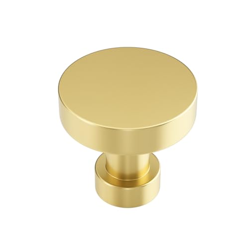20 Pack Gold Cabinet Knobs and Pulls - Round Drawer Knobs, Brushed Brass for Kitchen Cabinets - color: Brushed Brass, size: 20 Pack