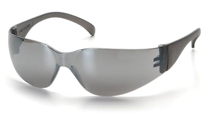 Pyramex Intruder Safety Eyewear Clear Frame Full Foam Padding Clear Anti-Fog Lens - color: Silver Mirror Lens/Silver Mirror Frame, style: Standard