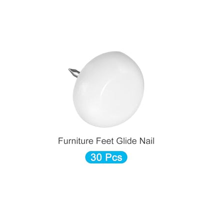 METALLIXITY Furniture Feet Nail (15mm/059in) 30Pcs, Plastic Circular Slope Chair Glides Sliders - for Chairs Sofa Furniture Sliders Protector Pad, White