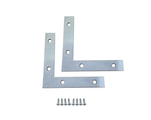 QCAA Heavy Duty Flat Corner Irons Joining Bracket for Wood Table, Chairs, Zinc Plated , 5"x5"x7/8"x0.79", Made in Taiwan, 2 Pack - color: Zinc(5"), size: 2 Pack