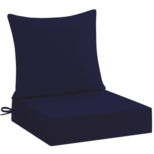 downluxe 24x24 Outdoor Chair Cushions, Waterproof Fade Resistant Patio Furniture Cushions with Handle & Removable Cover, Deep Seat Outdoor Cushions for Sofa, Couch and Patio Chairs, Navy - color: Navy, size: 24 x 24 Inch