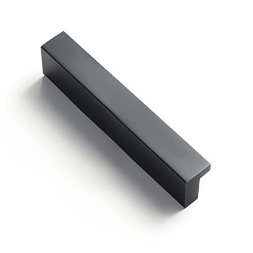 Goo-Ki Cabinet Handles 12 PCS - Black Drawer Pulls 3 in (76mm) Hole Centers - Tilted Solid Drawer Handles for Kitchen Cabinet Pulls - Finger Pull - color: Matte Black, size: 3 Inch Hole Center