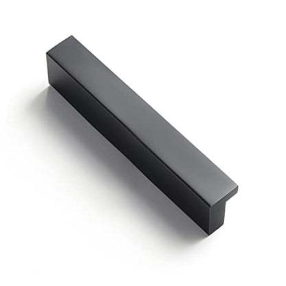Goo-Ki Cabinet Handles 12 PCS - Black Drawer Pulls 3 in (76mm) Hole Centers - Tilted Solid Drawer Handles for Kitchen Cabinet Pulls - Finger Pull - color: Matte Black, size: 3 Inch Hole Center